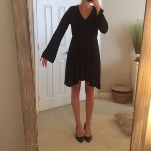 Express Bell Sleeve Flared Black Dress